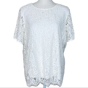 Nanette Lepore Lace Marshmallow Color Top Size L